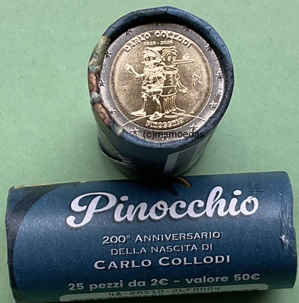 Italien 2 Euro Rolle Gedenkmünzen 2026 Pinocchio IPZS