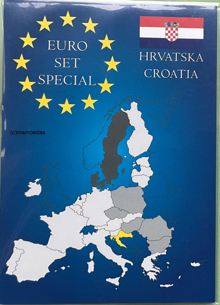 Kroatien 8 Euromünzen 1 Cent bis 2 Euro 2023 Münzkarte Euro-Kursmünzensatz KMS