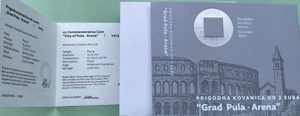 Kroatien 2 Euro 2025 Pula Gedenkmünze Proof PP