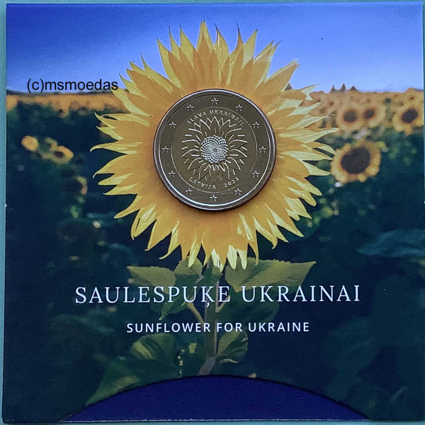 Lettland 2 Euro CoinCard 2023 Ukrainische Sonnenblume Gedenkmünze