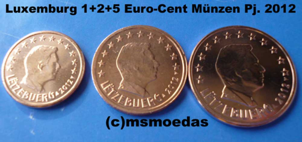 Luxemburg 1+2+5 Euro-Cent Münzen 2012