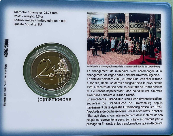 Luxemburg 2 Euro CoinCard 2025 Thronbesteigung Henri Gedenkmünze