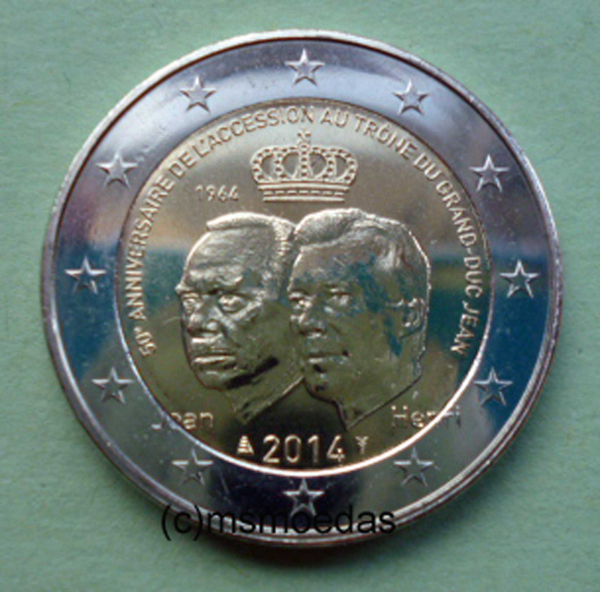 Luxemburg 2 Euro Gedenkmünze 2014 Großherzog Jean