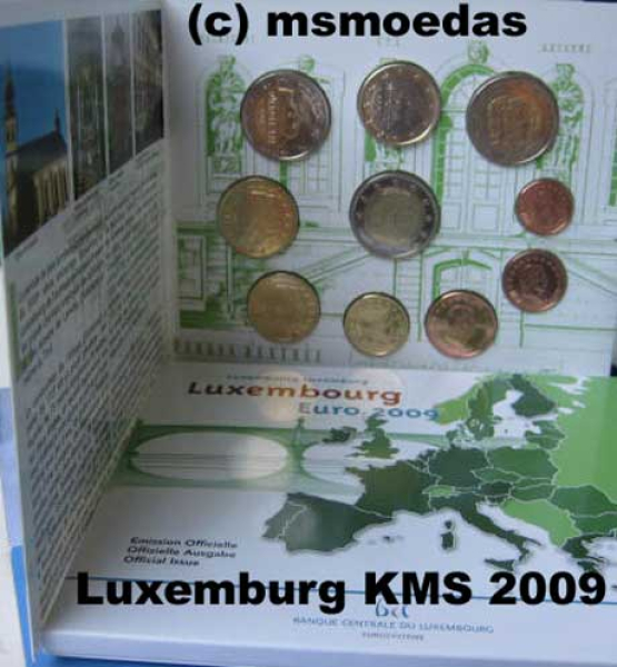 Luxemburg Euro Kursmünzensatz 2009 (1 Cent bis 2 Euro) BU + 2 x 2 Euro Gedenkmünzen