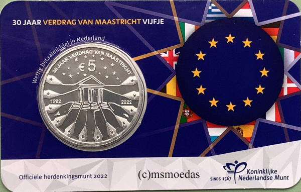 Niederlande 5 Euro Sondermünze 2022 Maastricht Vertrag CoinCard