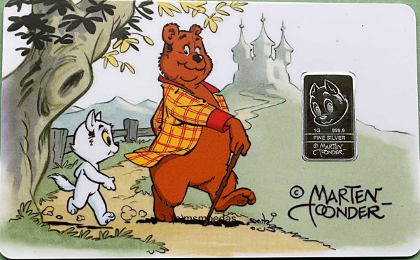 Niederlande 2025 Tom Poes 1 Gramm Silberbarren in Münzkarte