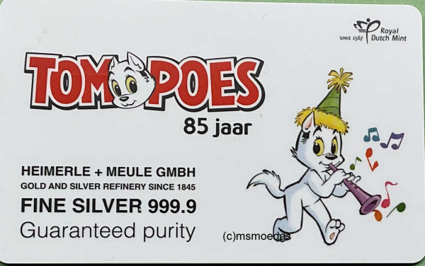 Niederlande 2025 Tom Poes 1 Gramm Silberbarren in Münzkarte