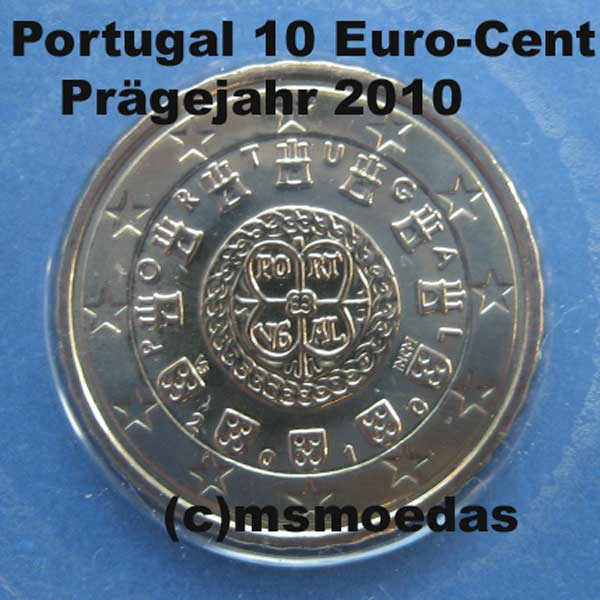 Portugal 10 Euro-Cent 2010 Stempelglanz