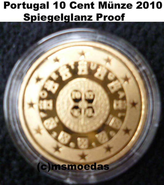 Portugal 10 Euro-Cent 2010 Spiegelglanz