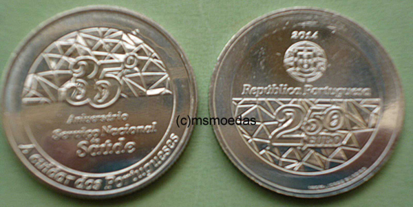 Portugal 2,50 Euro Sondermünze 2014 Gesundheitsdienst
