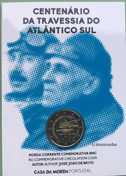 Portugal 2 Euro CoinCard 2022 Erstüberquerung Südatlantik Gedenkmünze BNC