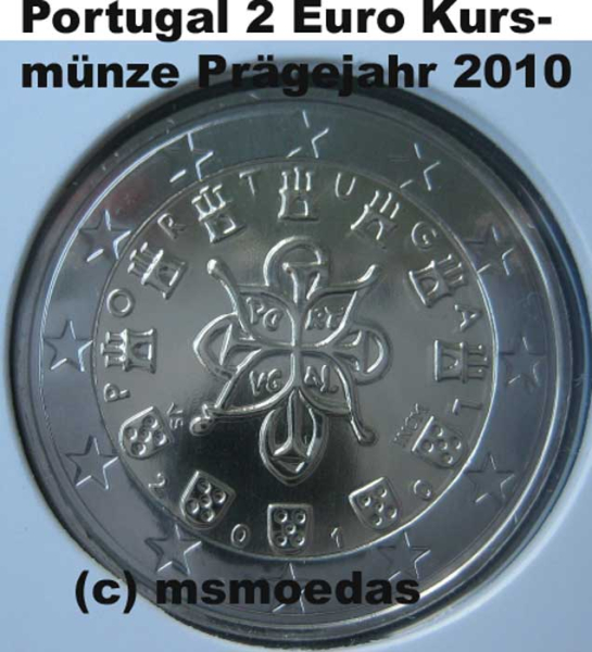 Portugal 2 Euro Kursmünze 2010 Stempelglanz