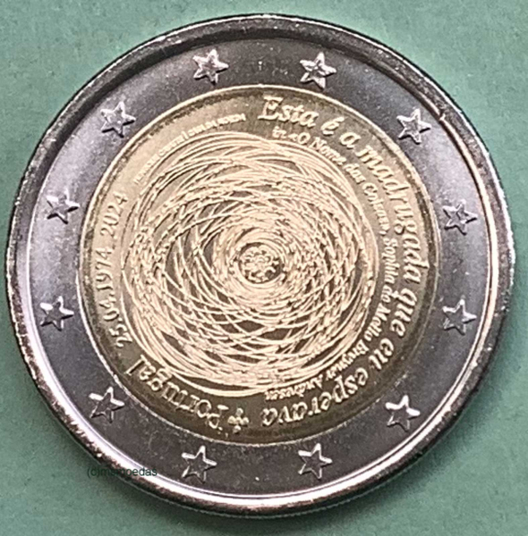 Portugal 2 Euro Gedenkmünze 2024 Nelkenrevolution