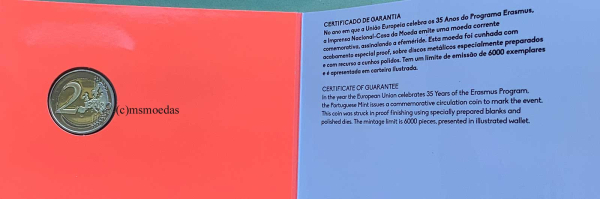 Portugal 2 Euro CoinCard 2022 Erasmus-Programm Gedenkmünze Proof