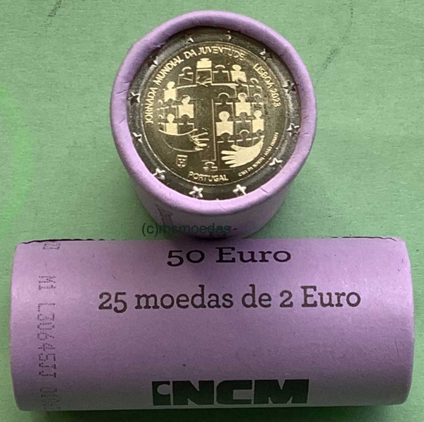 Portugal 2 Euro Rolle Gedenkmünzen 2023 Weltjugendtag Lissabon