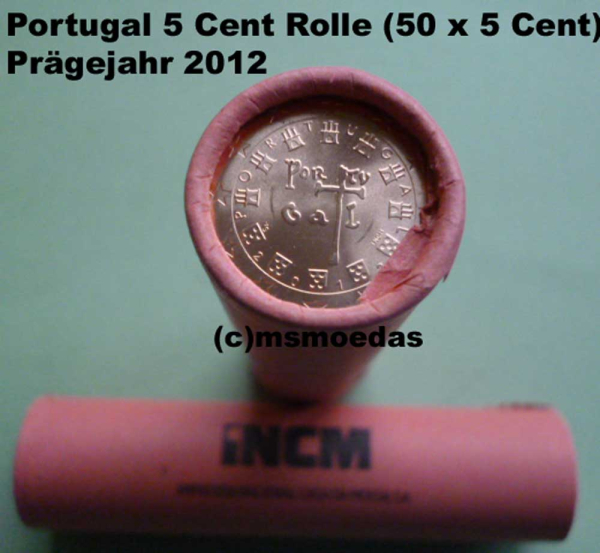 Portugal 5 Cent Rolle 2012 Euromünzen