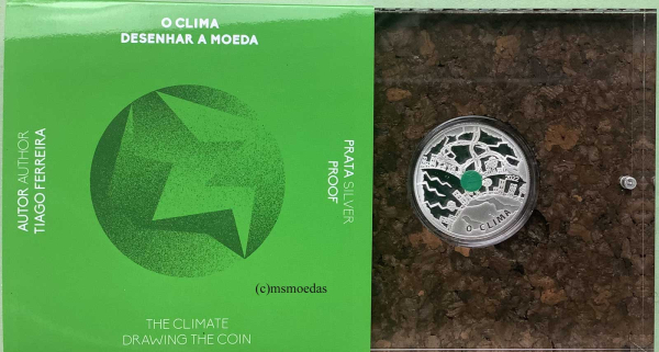 Portugal 5 Euro Sondermünze 2022 Das Klima Proof coloriert - grün