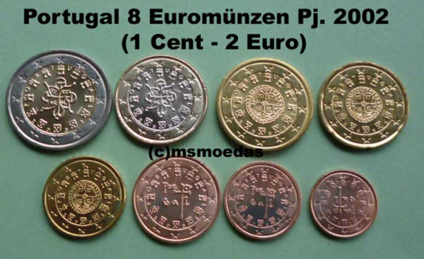 Portugal Euro KMS 2002 (1 Cent bis 2 Euro)