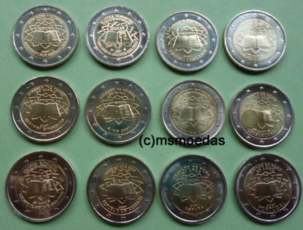 12 x 2 Euro Gedenkmünzen 2007 Römische Verträge