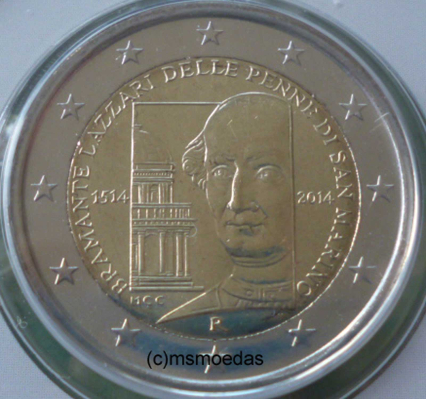 San Marino 2 Euro Blister Gedenkmünze 2014 Donato Bramante FDC