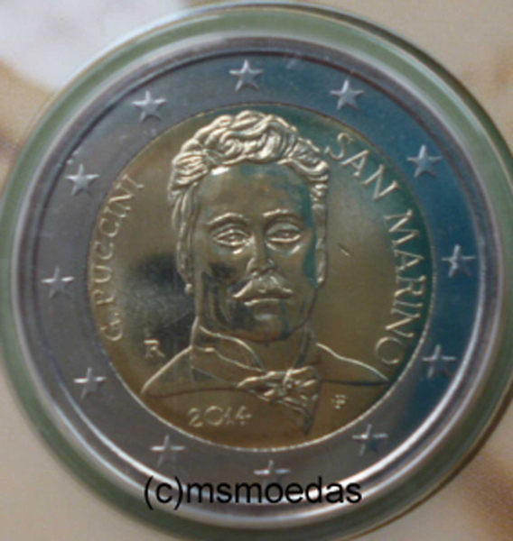 San Marino 2 Euro Blister Gedenkmünze 2014 Puccini FDC