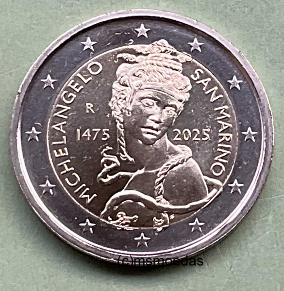 San Marino 2 Euro Blister Gedenkmünze 2025 Michelangelo