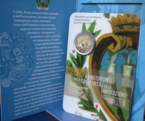 San Marino 2 Euro Blister Gedenkmünze 2009 Kreativität Gedenkmünze