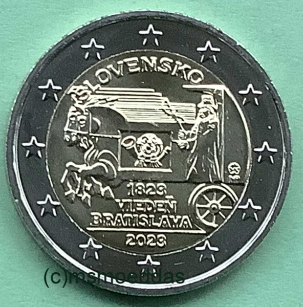 Slowakei 2 Euro Gedenkmünze 2023 Pferde-Expresspost