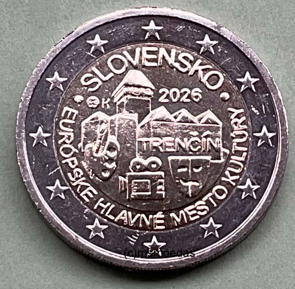 Slowakei 2 Euro Rolle Gedenkmünzen 2026 Trencín