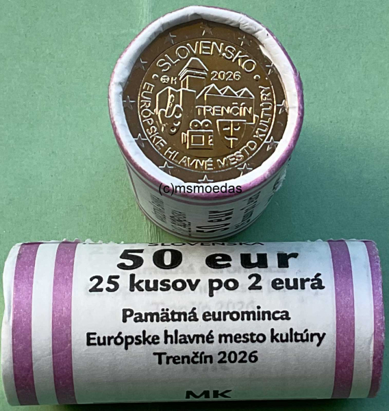 Slowakei 2 Euro Rolle Gedenkmünzen 2026 Trencín