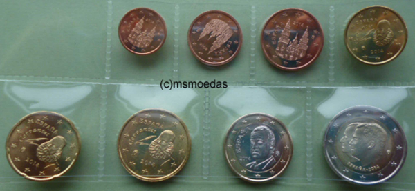 Spanien Euro KMS 2014 mit 1 Cent bis 2 Euro König Felipe VI.