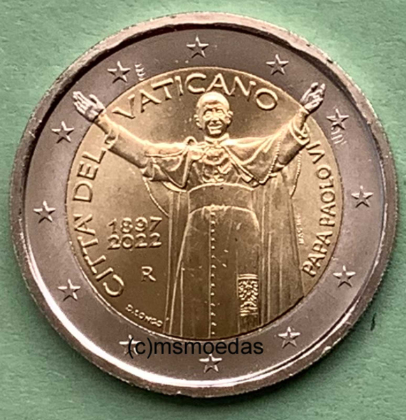 Vatikan 2 Euro Gedenkmünze 2022 Papst Paul VI.