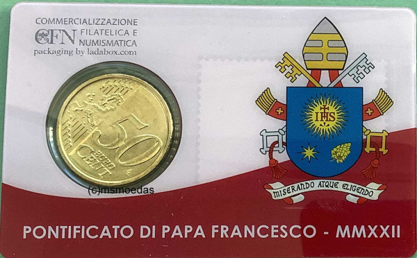 Vatikan 50 Euro-Cent Münze 2022 Stamp&CoinCard No.43 mit Briefmarke