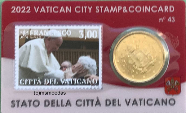 Vatikan 50 Euro-Cent Münze 2022 Stamp&CoinCard No.43 mit Briefmarke