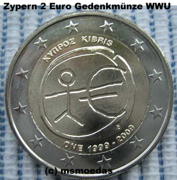 Zypern 2 Euro Gedenkmünze 2009 WWU EMU