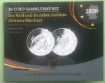 Deutschland 20 Euro Sondermünze 2020 Grimms Märchen Wolf und die 7 Geißlein PP