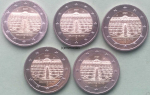 Deutschland 5 x 2 Euro Gedenkmünzen 2020 Brandenburg Schloss Sanssouci (A,D,F,G,J)