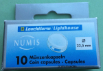 Leuchtturm Münzenkapsel (rund) CAPS 22,5 z.B. für 20 Cent Münzen (10er-Pack)