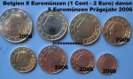 Belgien Euro KMS (1 Cent bis 2 Euro) davon 5 Münzen aus 2006