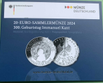 Deutschland 20 Euro Silber Sondermünze 2024 Immanuel Kant PP