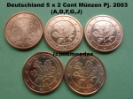 Deutschland 5 x 2 Euro-Cent 2003 (A,D,F,G,J)