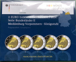 Deutschland Off. Blister 2024 Mecklenburg-Vorpommern Königsstuhl 2-Euro-Gedenkmünzenset (A,D,F,G,J) Spiegelglanz