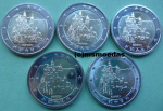 Deutschland 5 x 2 Euro Gedenkmünzen 2012 Bayern (A,D,F,G,J)
