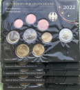 Deutschland Offizieller Kursmünzensatz 2022 A+D+F+G+J (1 Cent bis 2 Euro + 2 Euro Gedenkmünzen) BU