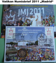 Vatikan 2 Euro Gedenkmünze 2011 Weltjugendtag Madrid Numisbrief FDC
